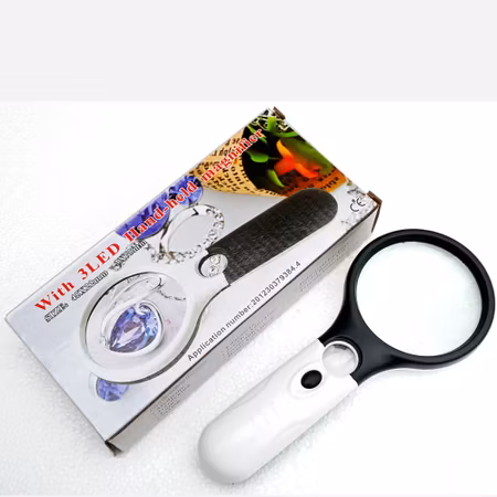 Förstoringsglas med LED-lampa 3X + 45X