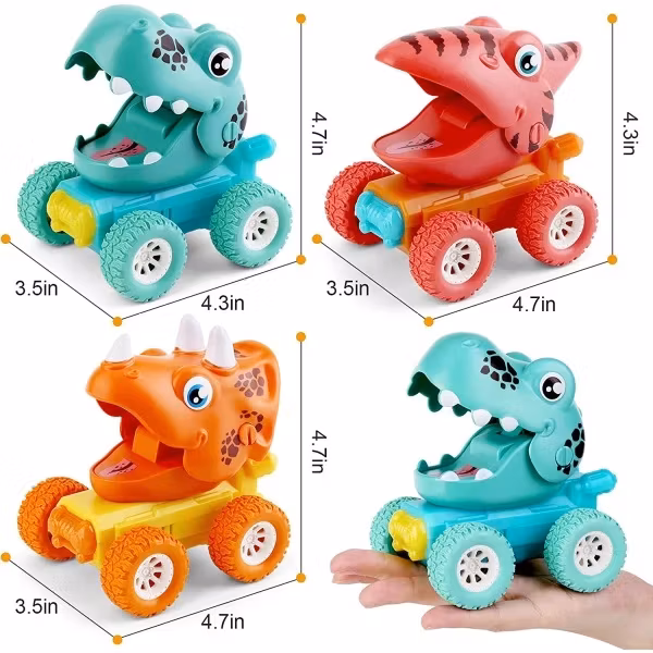 Dinosaurie Pull Back + Tank - Stor - (2 st)