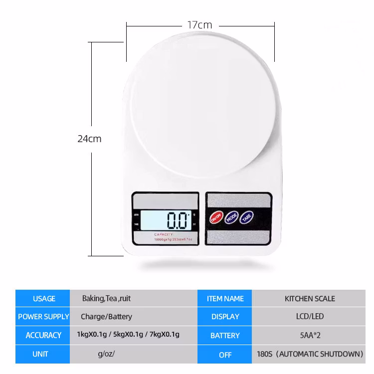 Paket / Post / Köksvåg, Digital 10 kg - Batteri ingår -