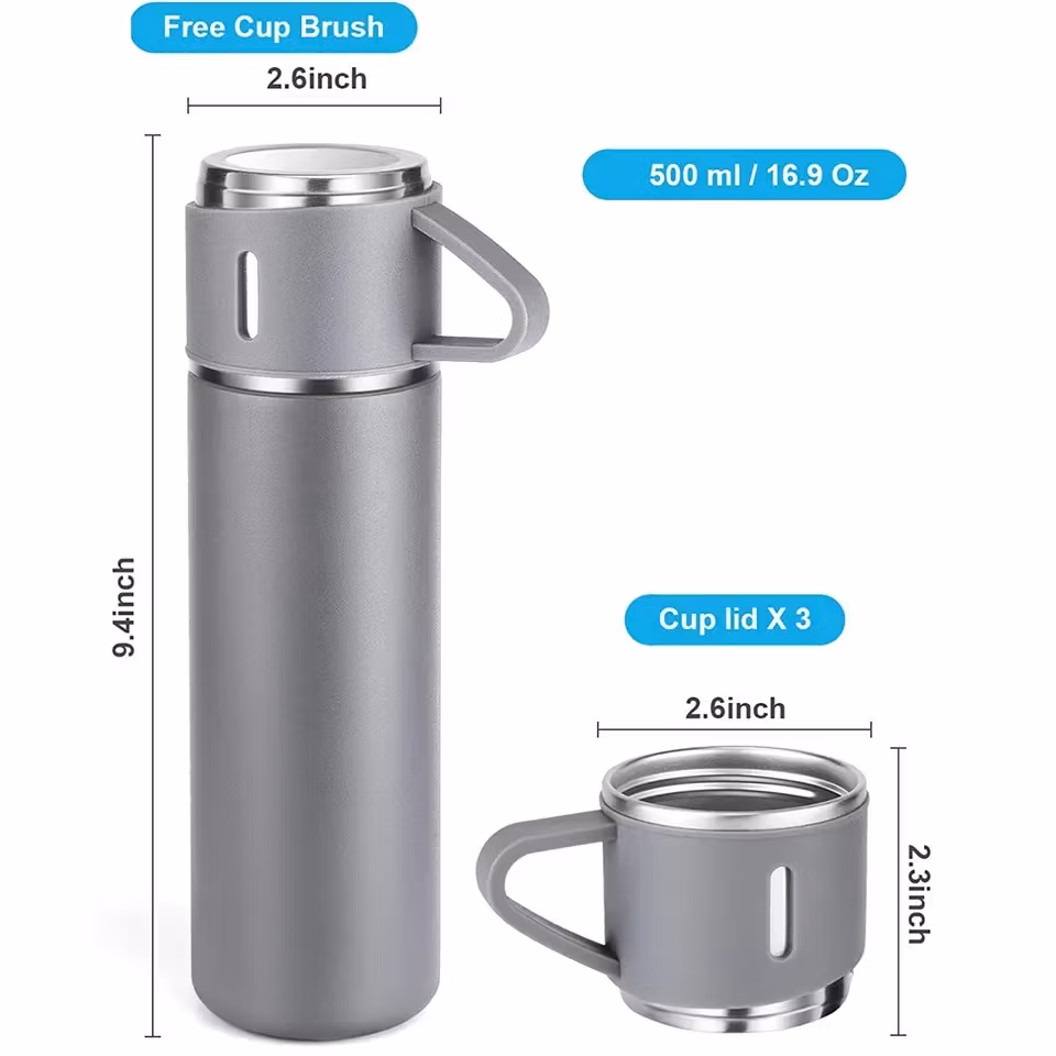 Termos - 3 Muggar - 500 ml - Olika Färger -