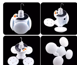 Campinglampa Deluxe - Solcell + USB - Vikbar -