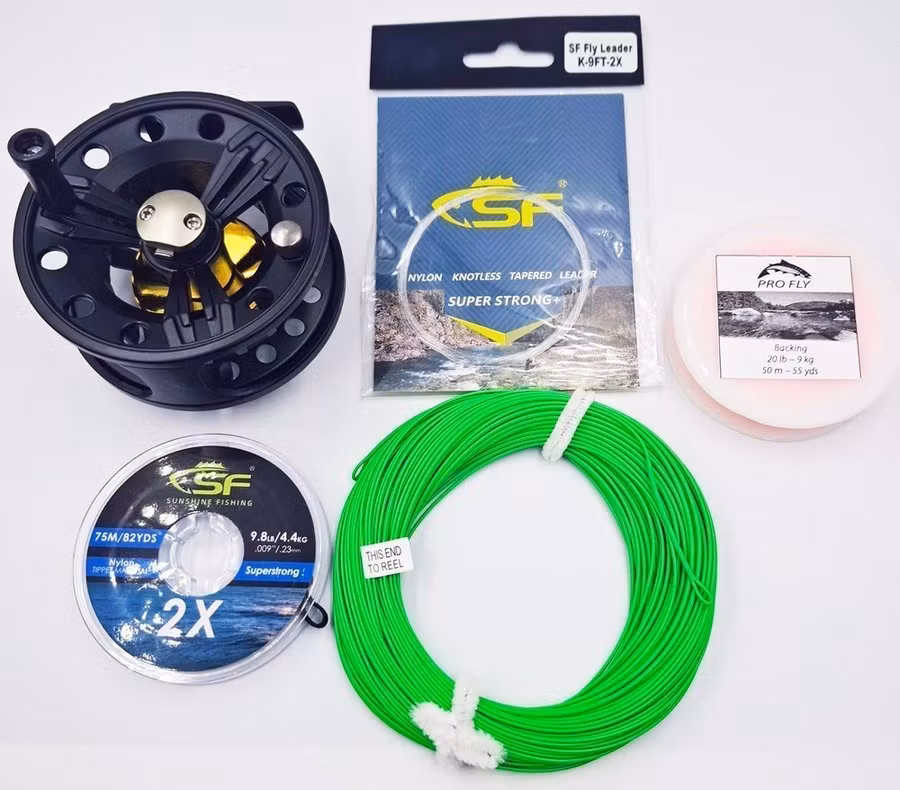 Flugfiske Paket - Flugrulle #5/6 + WF6 + Backing + Tafs + Tafsmaterial