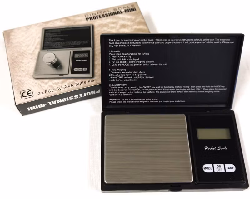 Pocketvåg Digital 200g/0.01g - Batteri ingår -