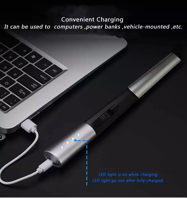 Elektrisk USB-tändare - Silver - Röd