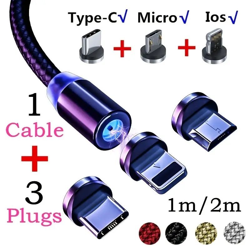 Mobil Laddare Magnetiska 3 in 1 USB-C - iPhone - Android