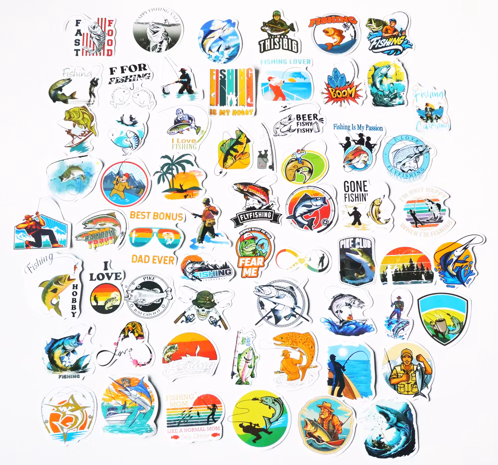 Flugfiske-Sportfiske dekaler - Klistermärken (50-60 st) - NYHET -