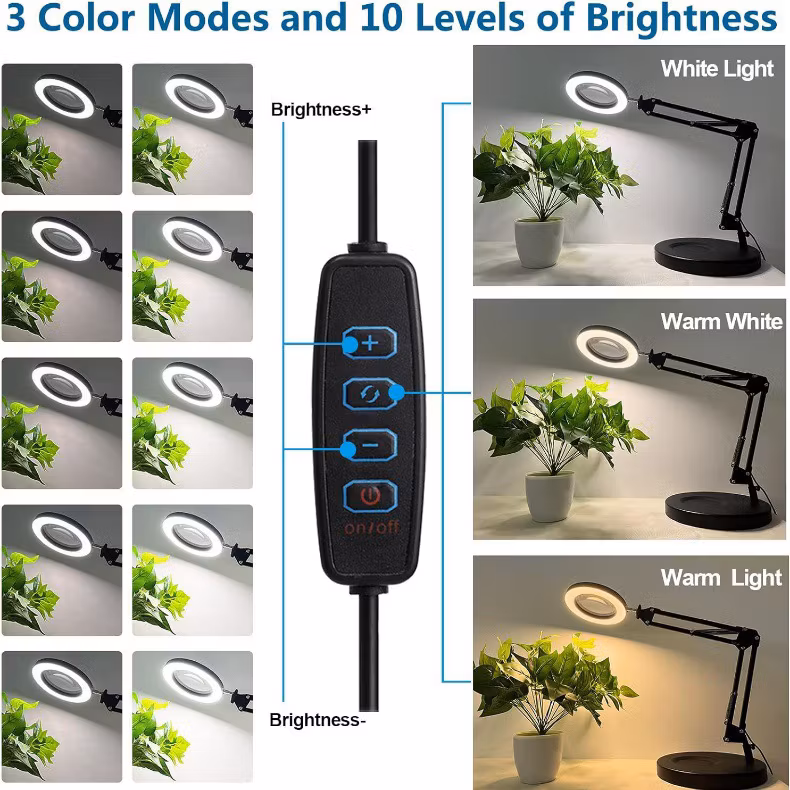 Förstoringslampa 5X med 72 LED-Lampor - Bords platta -