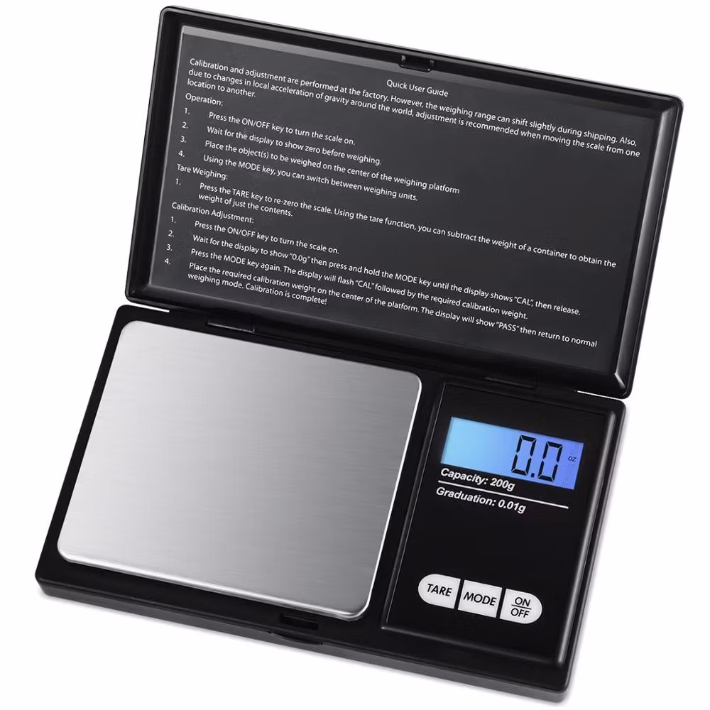 Pocketvåg Digital 200g/0.01g - Batteri ingår -
