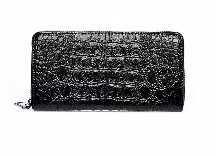 Stor plånbok i äkta skinn - Crocodile Style - Svart