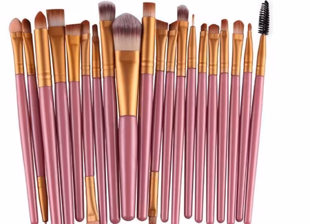 20 st Professionella sminkborstar - Rosa/Guld