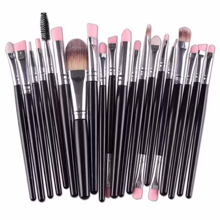 20 st Professionella sminkborstar - Svart/Rose