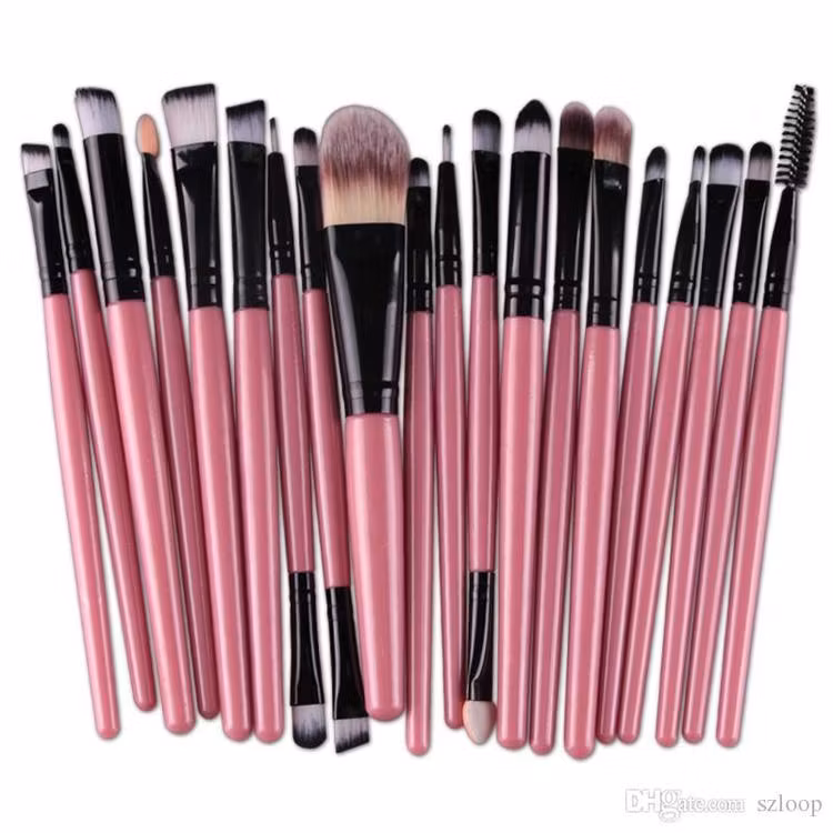 20 st Professionella sminkborstar - Rosa/Svart