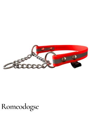 Reflexhalsband Biothane med kedja  19,25mm