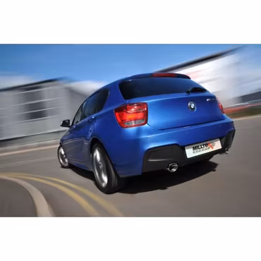 BMW M135i (ej X-drive) Milltek Sport Cat-Back 2x 90 chrome GT utblås - Non-Resonated (mindre-dämpad) utan avgasventiler