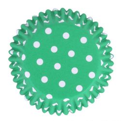 Kakform - Muffinsform -  Grön med vita prickar - Folie