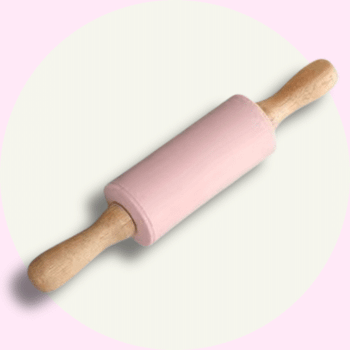 Barnkavel S – Rosa Silikonkavel med Trähandtag - Perfekt för Bakning med Barn