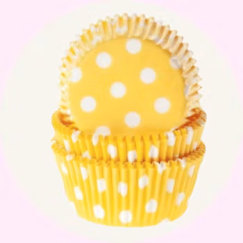 Kakform - Muffinsform - Gul med vita prickar