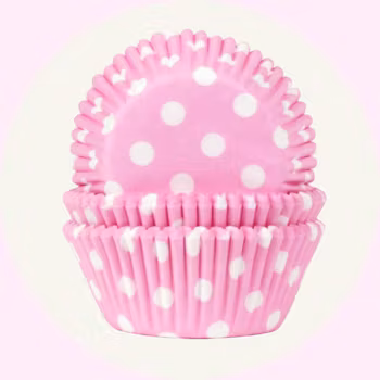 Kakform - Muffinsform -  Rosa med vita prickar