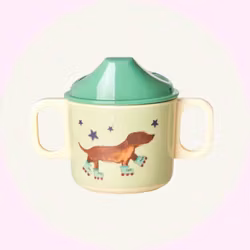 Barnmugg med två handtag - Pipmugg - Party animal - Grön hund - Rice