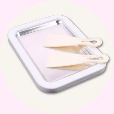 Glasspanna – Vit Glassmaskin för Ice Cream Rolls & Glassbuffé - Frysplatta för Hemmagjord Glass