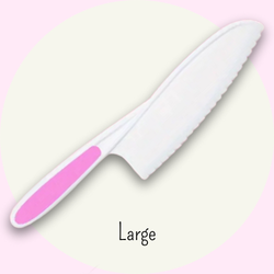 Barnkniv Large – Rosa - Säker & Barnvänlig Kniv för Små Kockar