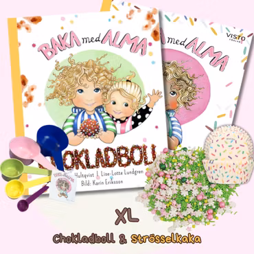 Baka med Alma – Storlek XL - Baka med Barn - Pedagogiska Bakboker, Färgkodad Måttsats, Strössel & Kakform !