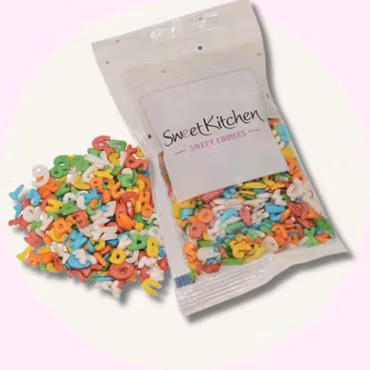 Bokstavsströssel – Färgglada Bokstäver & Siffror för Kreativa Bakverk (40g)