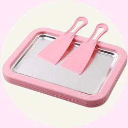 Glasspanna – Rosa Glassmaskin för Ice Cream Rolls & Glassbuffé - Frysplatta för Hemmagjord Glass