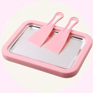 Glasspanna – Rosa Glassmaskin för Ice Cream Rolls & Glassbuffé - Frysplatta för Hemmagjord Glass