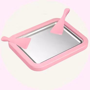 Glasspanna – Rosa Glassmaskin för Ice Cream Rolls & Glassbuffé - Frysplatta för Hemmagjord Glass