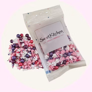 Prinsessmix Strössel – Rosa, Lila & Vita kronor - Sweet Kitchen