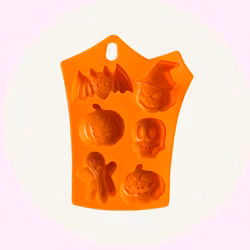 Silikonform Halloween – 6 Figurer i Orange för Bak & Pyssel - Baka med Alma