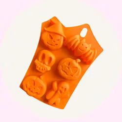 Silikonform Halloween – 6 Figurer i Orange för Bak & Pyssel - Baka med Alma