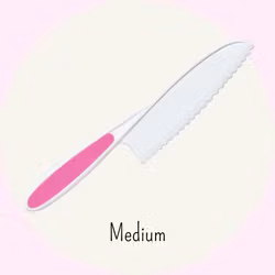 Barnkniv Medium  – Rosa - Säker & Barnvänlig Kniv för Små Kockar