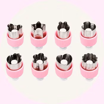 8 Rosa Frukt - & Grönsaksstämplar – Små Grönsaksskärare för Barn - Skapa Roliga Mönster!