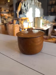 Teakburk med insats i glas