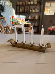 Ljusstake mässing/trä