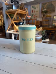 Plåtburk socker gul/grön