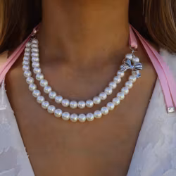 PEARL BOW HALSBAND Rosa