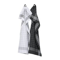 Återvunnen Kökshandduk 2-pack Astrid, Mörkgrå/Vit