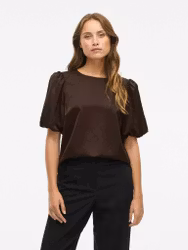 Viellette Satin Puff Top Brun