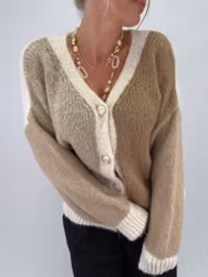 Azra stickad kofta beige