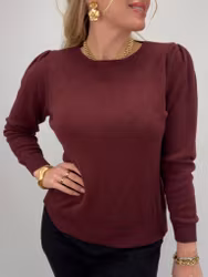 Elvie stickad tröja vinröd