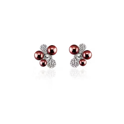 BERRY PEARL SPARKLE STUD Örhängen - Vinröd