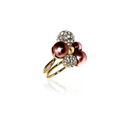 BERRY PEARL SPARKLE MAXI RING - Vinröd