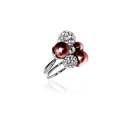 BERRY PEARL SPARKLE MAXI RING - Vinröd
