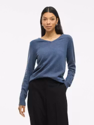 Viril v-ringad stickad tröja Vintage indigo