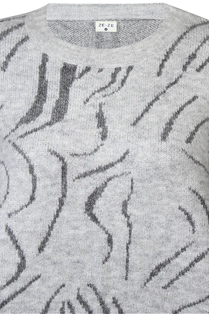 Catri stickad tröja gråmelange