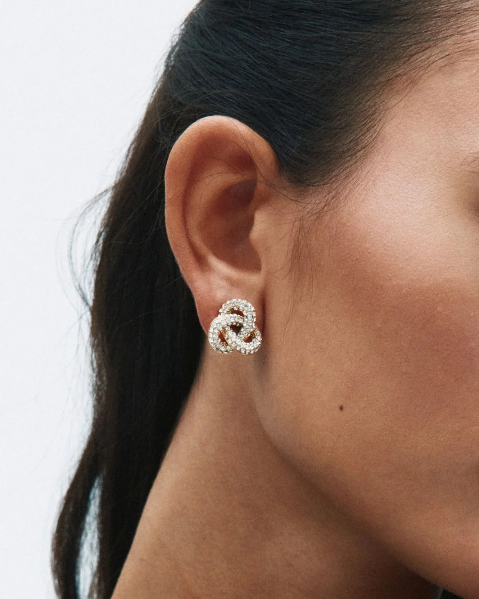 Infinity Knot Sparkle Studs L Gold