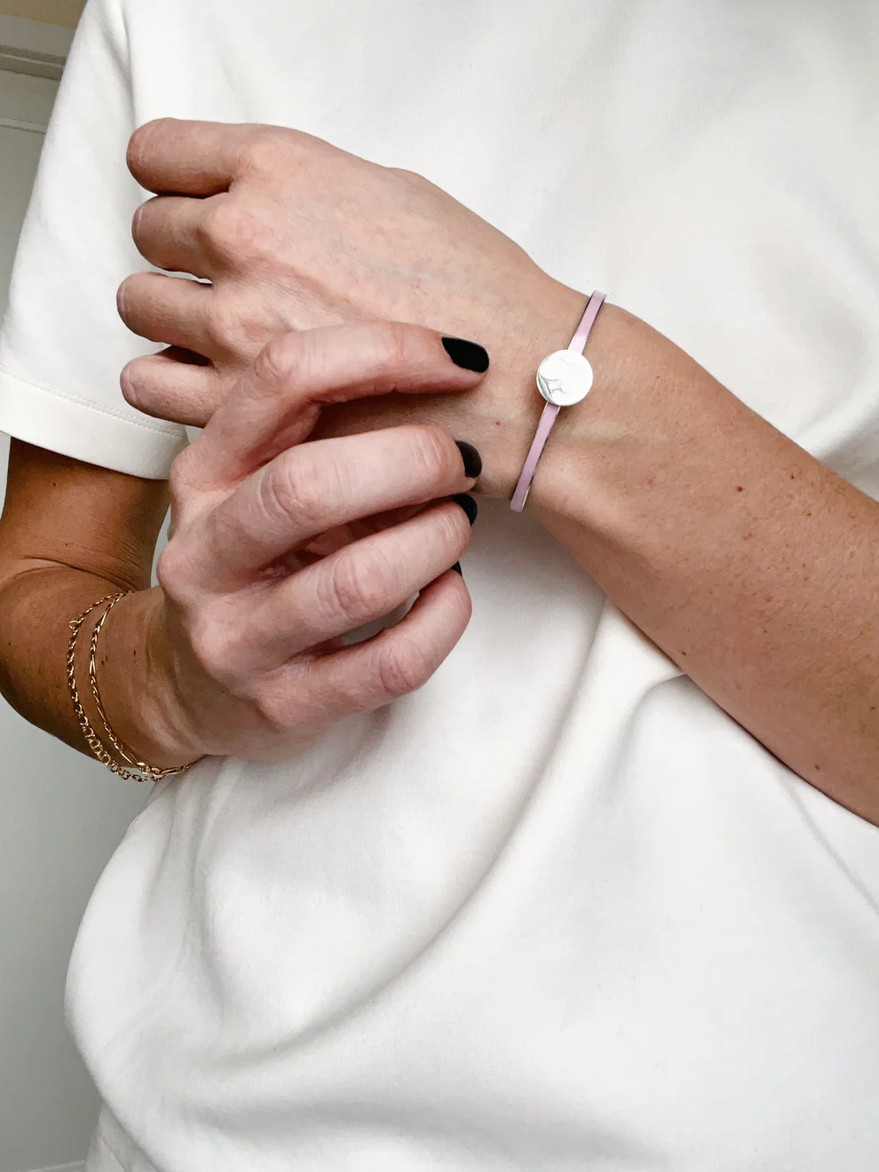 Light Pink Silver Cuff Bracelet
